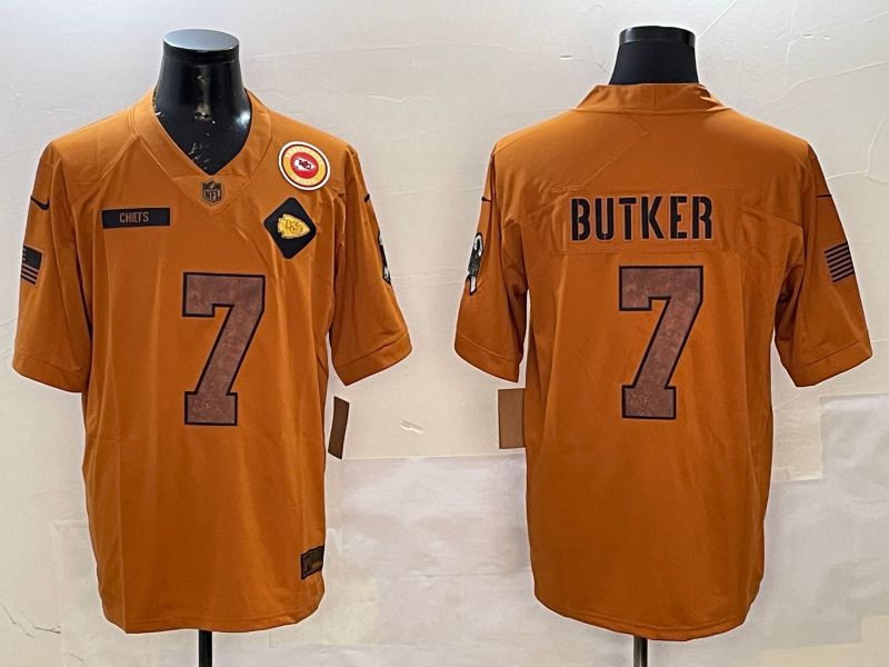 Men Kansas City Chiefs #7 Butker Yellow 2025 Nike Salute to Service Limited NFL Jersey style 4->kansas city chiefs->NFL Jersey